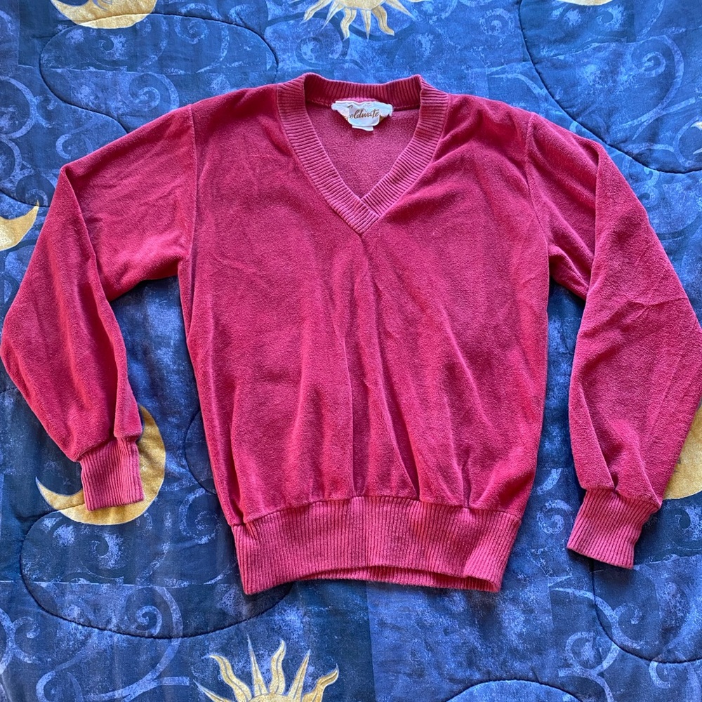Vintage Goldwaters 1970’s Terrycloth V-neck Sweater.